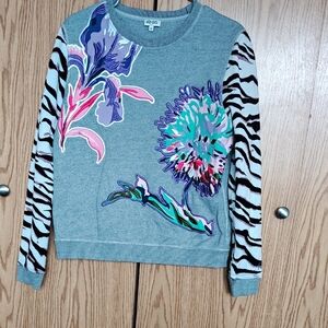 Kenzo Gray Sweatshirt with Purple and Blue Accents